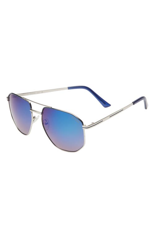 Shop Guess 60mm Pilot Sunglasses In Shiny Light Nickel/smoke