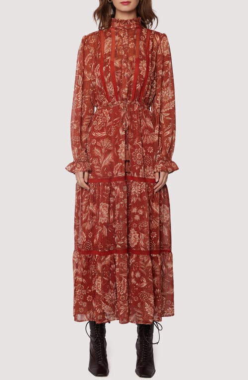 Lost + Wander Florencia Floral Print Long Sleeve Maxi Dress In Rust Floral