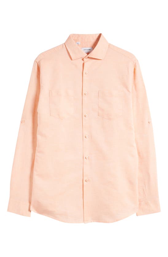 Shop Duchamp Linen & Cotton Casual Sport Shirt In Coral