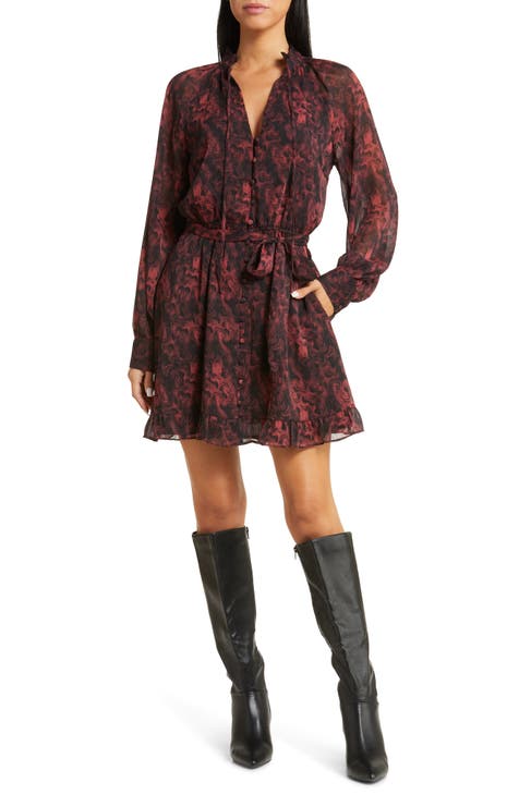 Emilia Long Sleeve Tie Waist Minidress