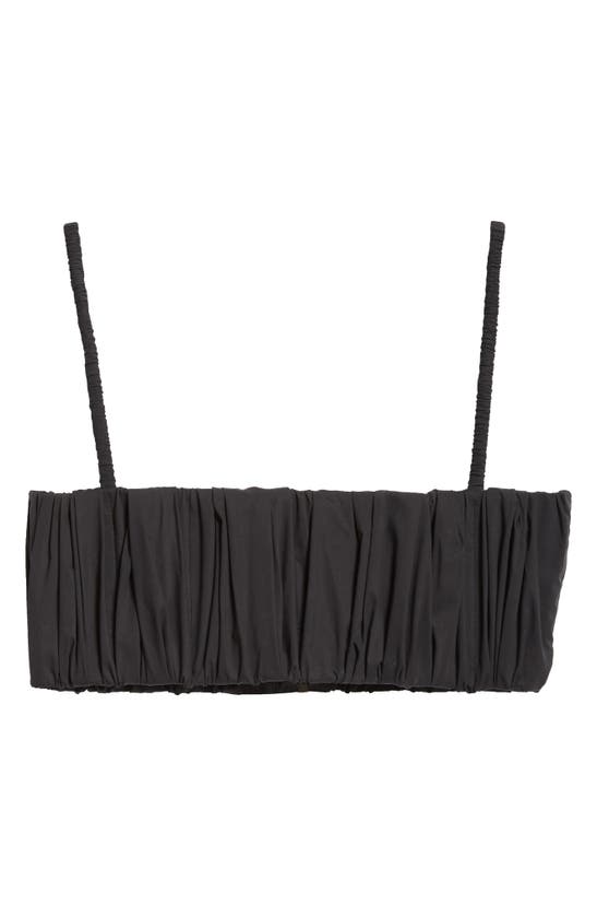 Shop Molly Goddard Kelly Ruched Cotton Blend Bra Top In Black