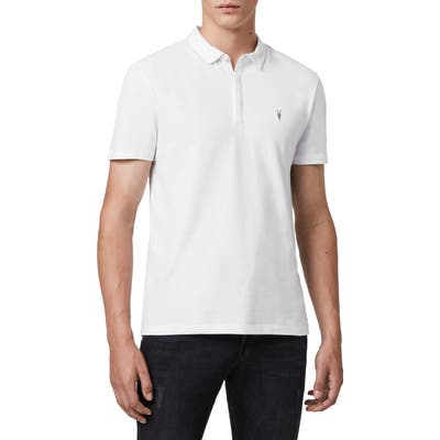 Allsaints Brace Slim Fit Solid Polo, White
