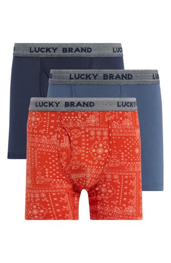 Lucky Brand 3-pack Assorted Boxer Briefs In Vintage Indigo Multi