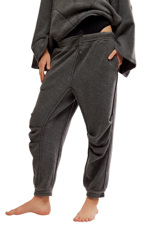 Free People Day Off Fleece Joggers In Dark Denim In Washed Black