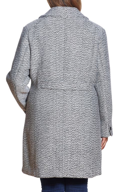Gallery Notch Collar Tweed Coat In Black/white