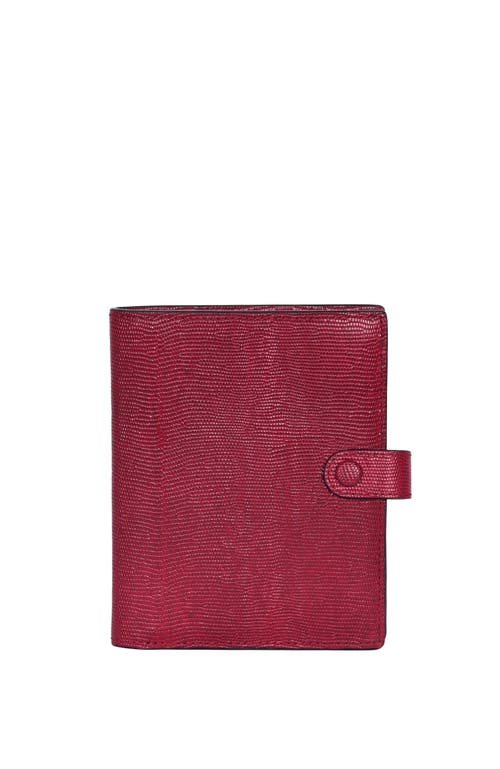 Hyer Goods Upcycled Leather Passport Wallet With Zipper Coin Pocket In Cherry Red Lizard