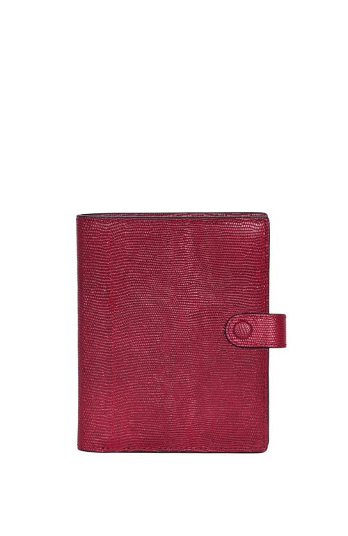 Shop Hyer Goods Upcycled Leather Passport Wallet With Zipper Coin Pocket In Cherry Red Lizard