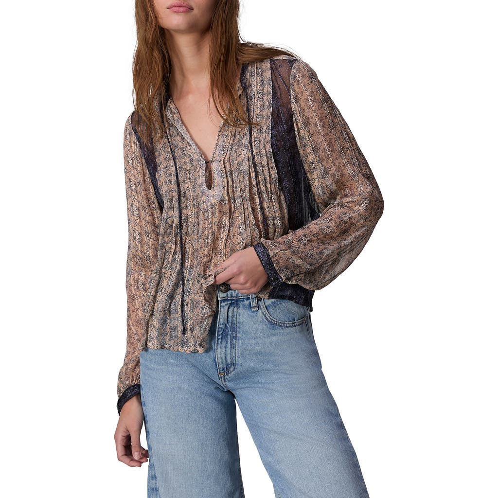 Rag & Bone Amaris Print Metallic Top In Beige Multi