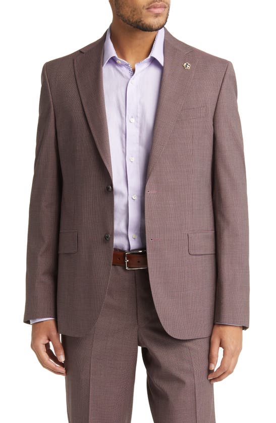 Ted Baker Roger Extra Slim Fit Solid Wool Suit In Berry