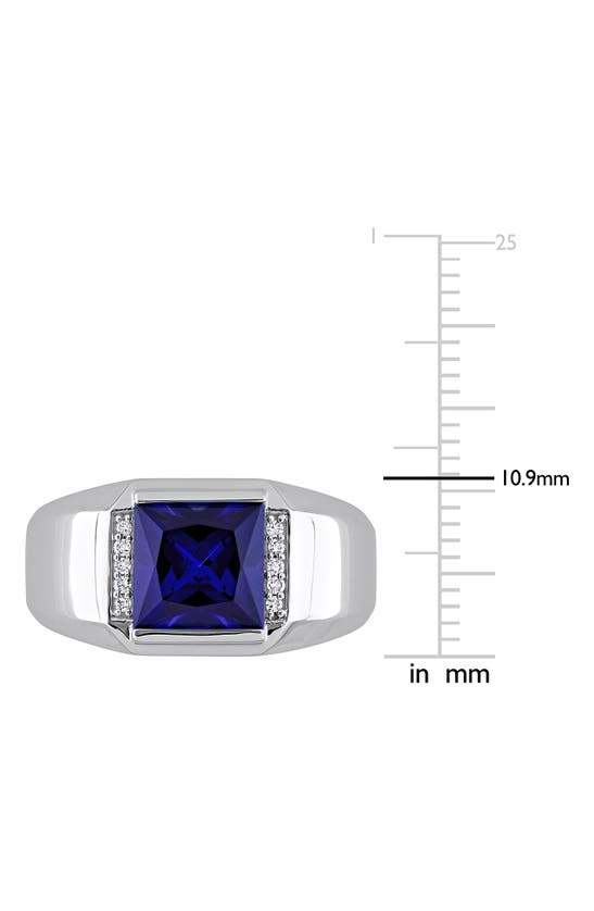 Shop Delmar Lab Created Sapphire & Diamond Ring In Blue