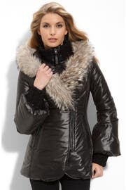 Mackage Asymmetrical Zip Puffer Coat with Fur Collar | Nordstrom