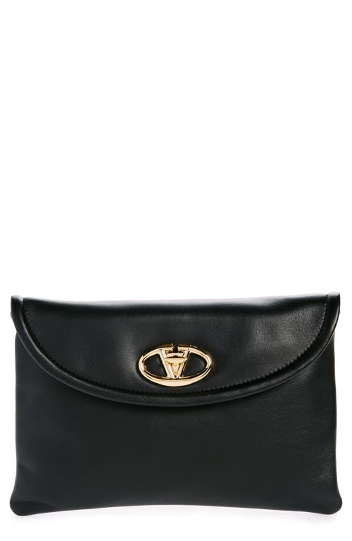 Valentino Garavani Medium VLOGO Leather Clutch in Nero at Nordstrom