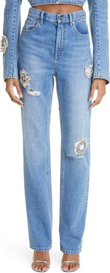 Area Distressed Crystal Detail Jeans | Nordstrom
