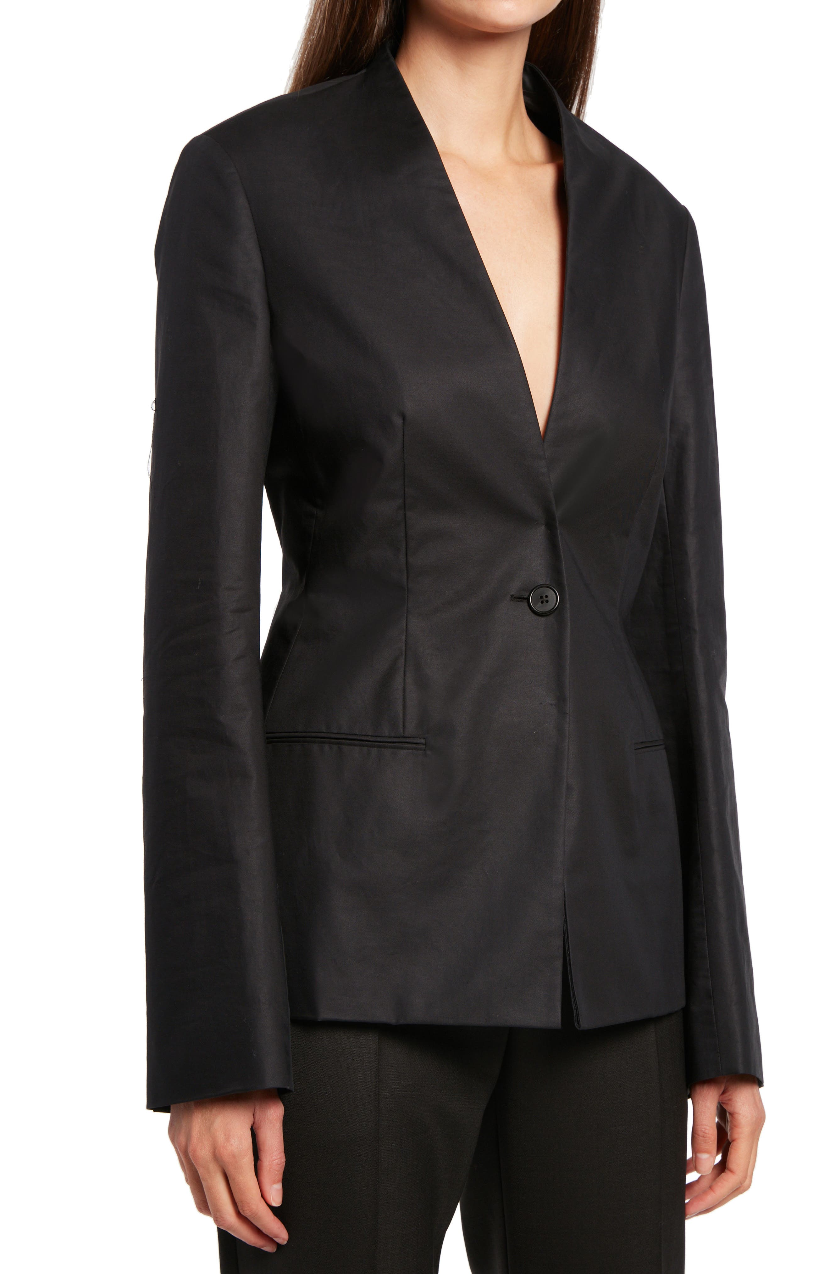 The Row Roleen Cotton Sateen Blazer in Black at Nordstrom, Size 2