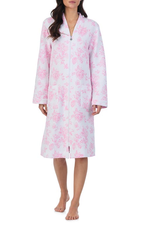 Waltz Long Sleeve Zip-Up Robe in Pink Floral