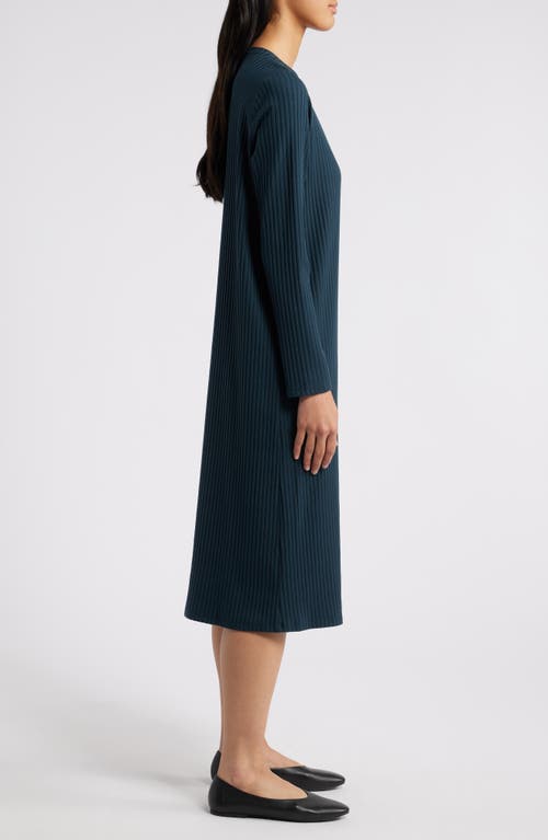 Shop Eileen Fisher Long Sleeve Rib Dress In Deep Adriatic