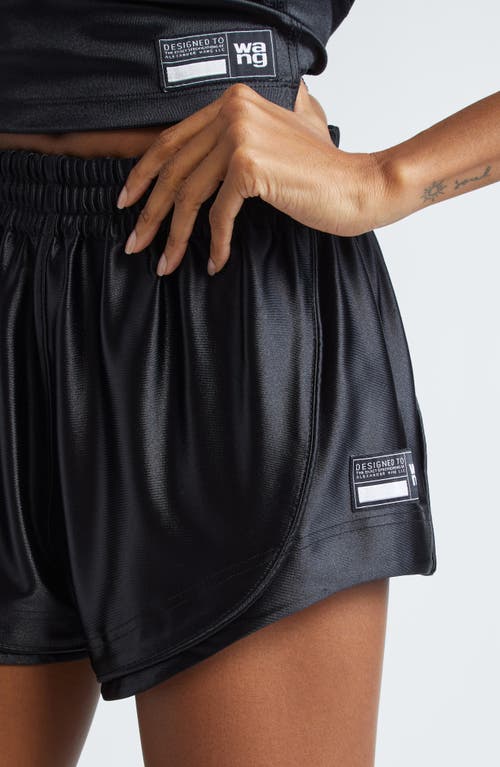 Shop Alexander Wang Satin Jersey Track Shorts In Black