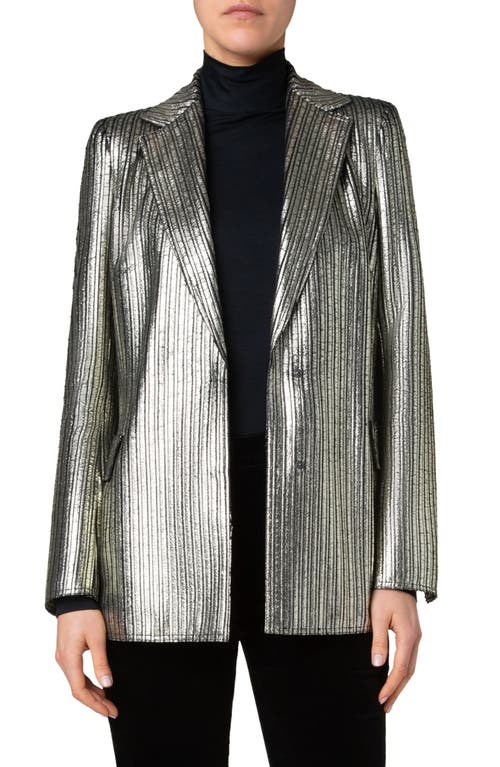 Shop Akris Punto Metallic Laminated Corduroy Blazer In Black-gold