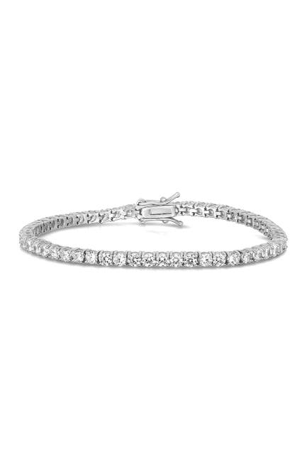 Image of Sphera Milano 14K White Gold Plated Sterling Silver CZ Tennis Bracelet