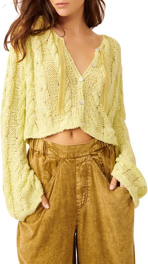 Free People Robyn Cotton Blend Crop Cardigan