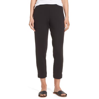 Amour Vert Brighton Crop Knit Cigarette Pants, Black
