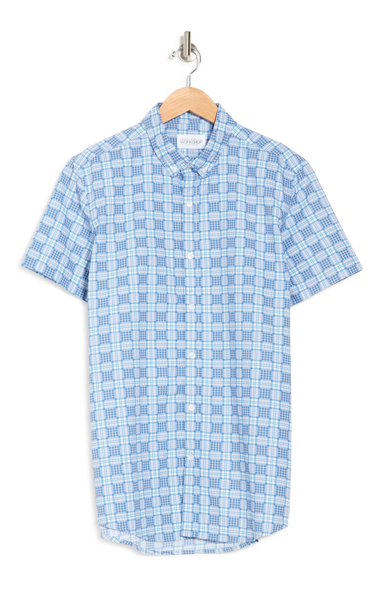 Jb Britches Printed Trim Fit Woven Shirt In Medium Blue2