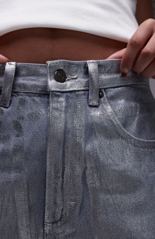 Shop Topshop Silver Foil Baggy Jeans In Grey