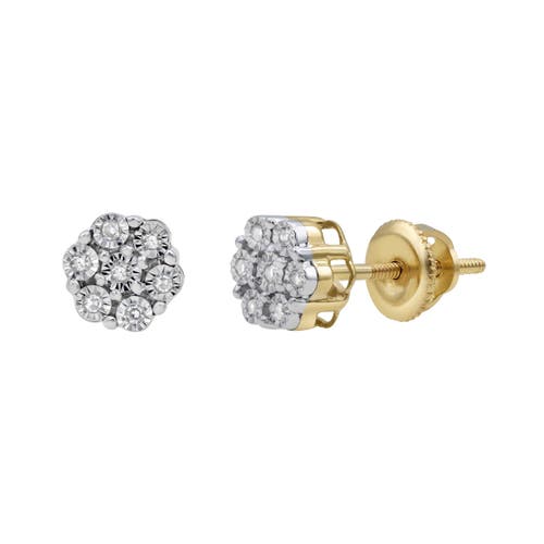 Shop Luvmyjewelry Micro 10k Yellow Gold Diamond Cluster Earrings