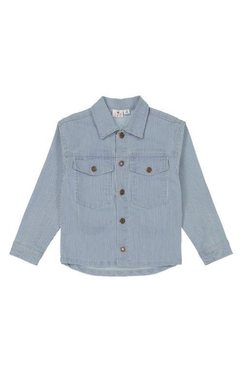 The New Kids' Jesse Stripe Button-up Cotton Shirt In Blue/off White