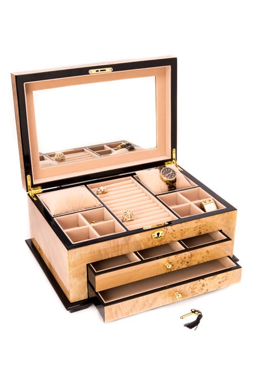 Bey-berk 3 Level Jewelry Box In Maple