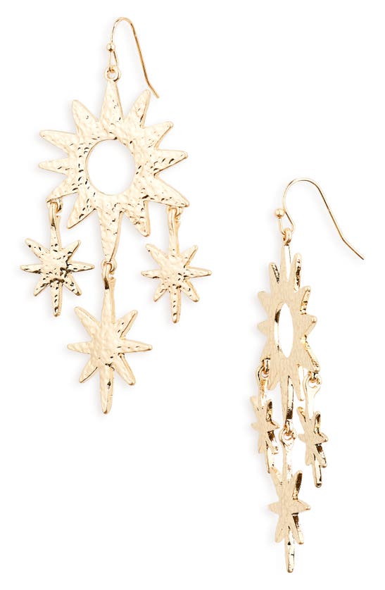 Melrose And Market Hammered Star Chandelier Drop Earrings In Gold