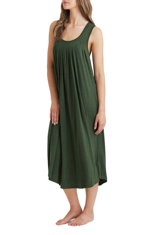 Shop Papinelle Kate Pleated Nightgown In Forest Green