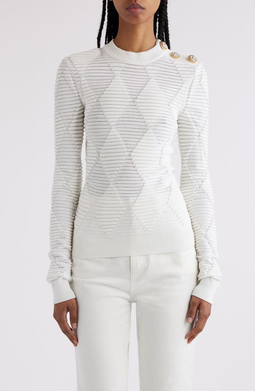 Balmain Diamond Texture Pattern Sweater In 0fa White