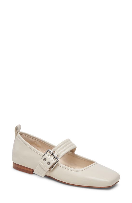 Dolce Vita Arora Square Toe Mary Jane Flat In Ivory Crinkle Patent