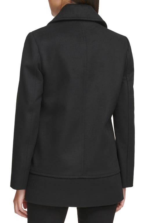 Shop Kenneth Cole New York Double Breasted Felted Coat In Black