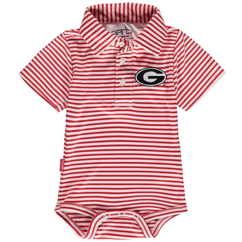 Garb Babies' Infant  Red/white Georgia Bulldogs Carson Striped Short Sleeve Bodysuit