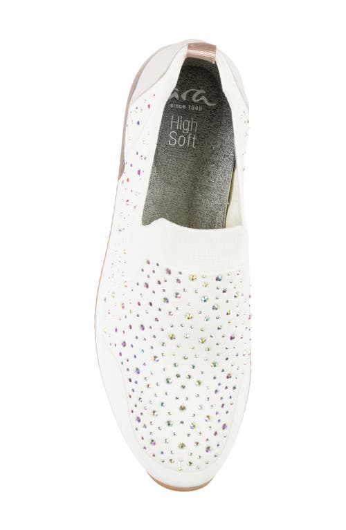Ara Layton Rhinestone Slip-on Shoe In White Wovenstretch W/stones