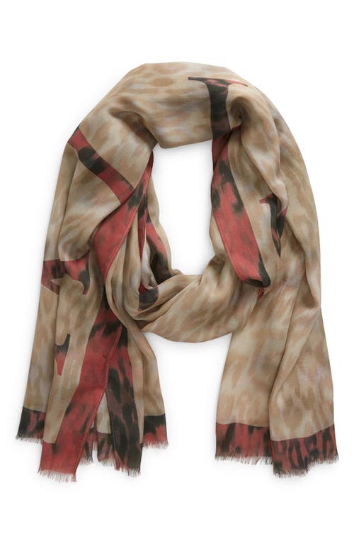 Shop Allsaints Carmina Animal Print Oblong Scarf In Cinnamon Brown