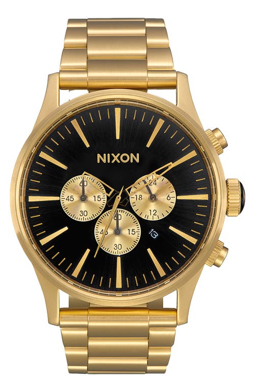 Nixon Sentry Chronograph Bracelet Watch, 42mm In Gold