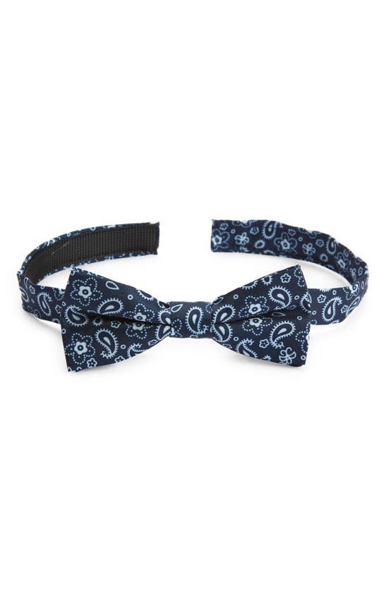 Nordstrom Kids' Paisley Print Silk Blend Pre-tied Bow Tie In Navy Bandana Print