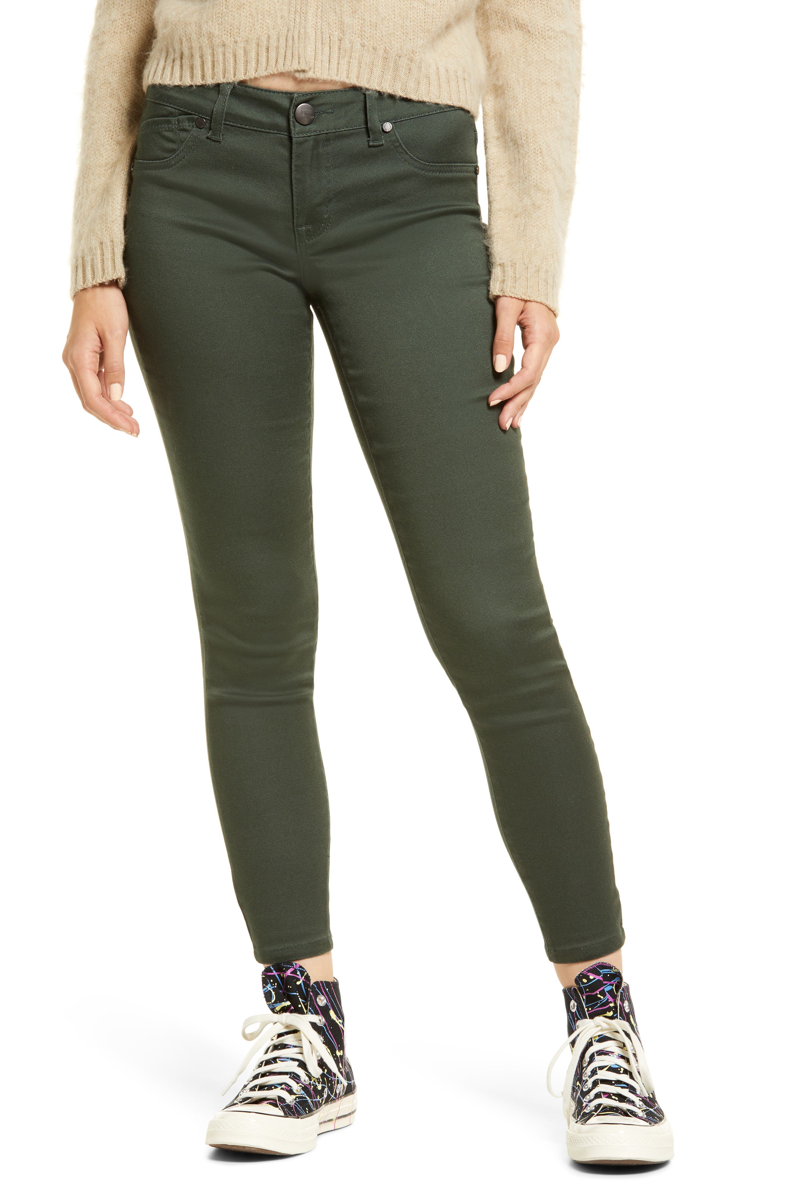 khaki green cropped jeans