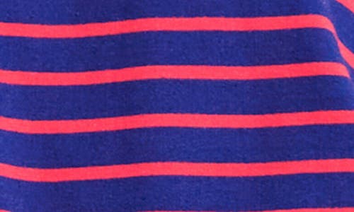 English Factory Stripe Puff Sleeve Top In Navy/red