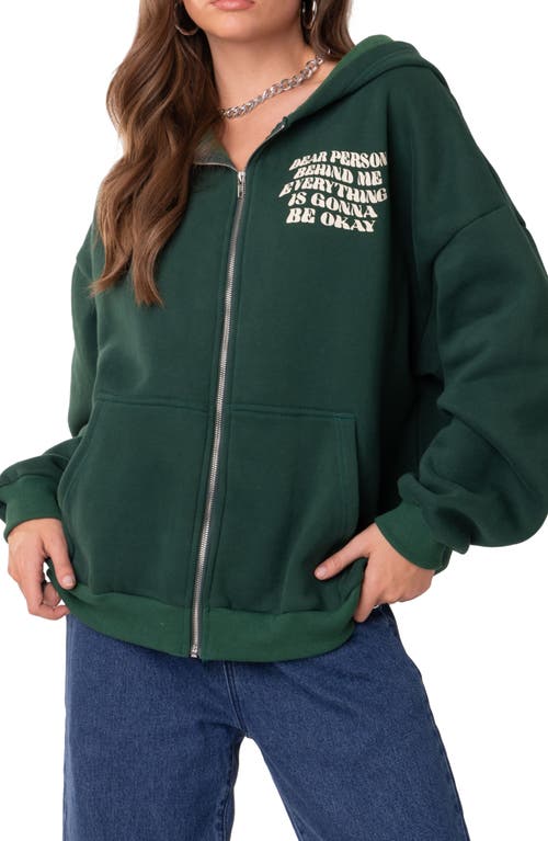 EDIKTED Everything's Okay Graphic Hoodie Green at Nordstrom,