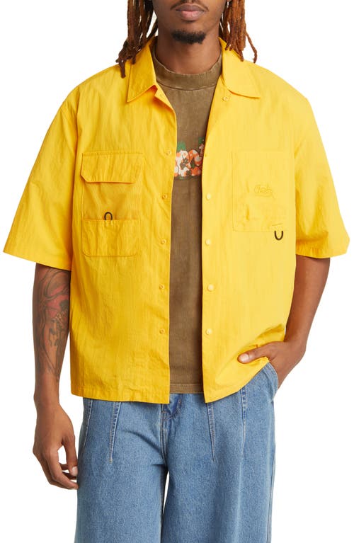 CHECKS Short Sleeve Nylon Snap-Up Fishing Shirt Marigold at Nordstrom,