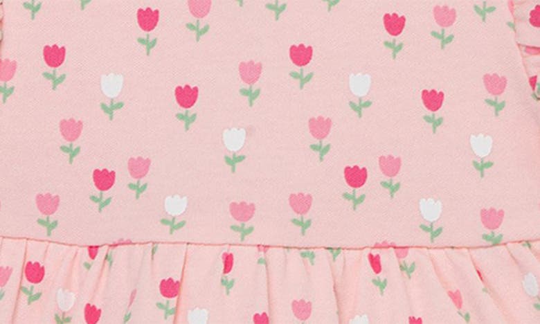 Shop Little Me Tulip Print Cotton Skirted Bodysuit & Headband Set In Pink