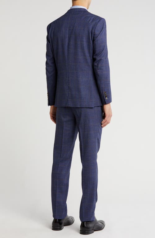 Gino Vitale Slim Fit 3-piece Blue Check Suit In Blue