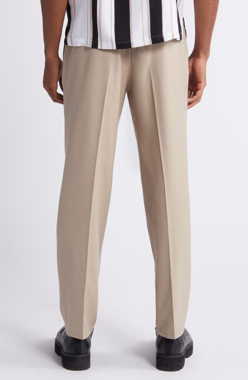 Shop Open Edit Slim Fit Solid Pants In Tan Thread