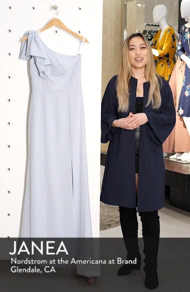 after six bow one shoulder gown