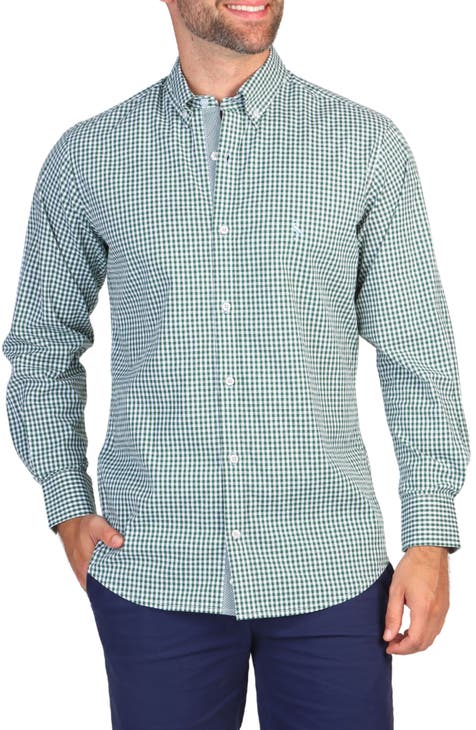 Gingham Stretch Button-Down Shirt