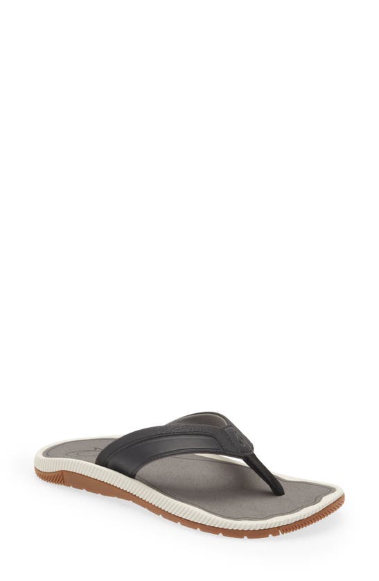 Olukai Kukulu Flip Flop In Black / Charcoal